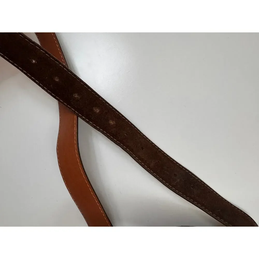 Vintage J.Hilburn USA Men French Calf Belt Brown Suede Gold Brass Buckle Size 55